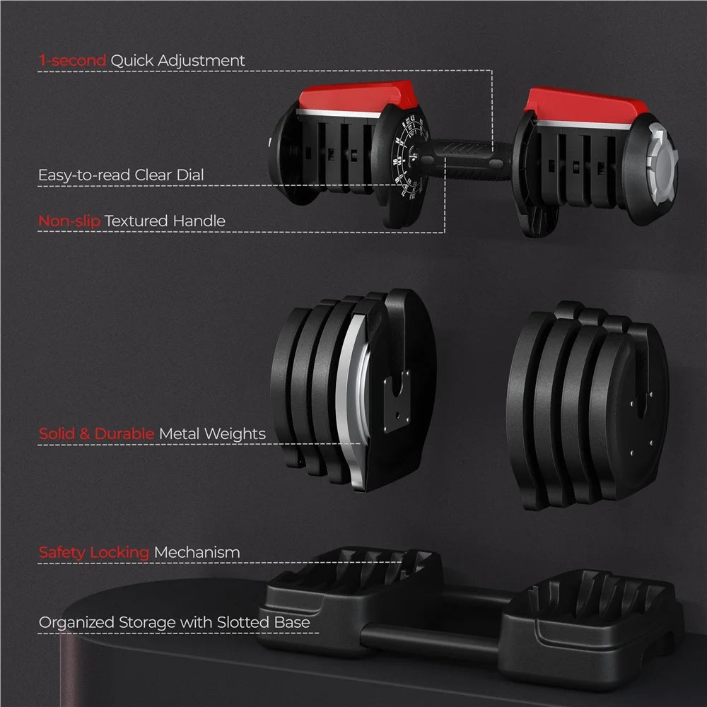 Black 3-In-1 Dumbbell Weight Set with Anti-Slip Handle G962756