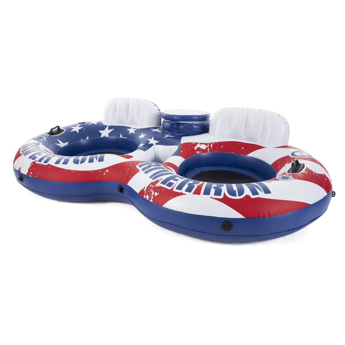 Inflatable American Flag 2 Person Pool Float with Cooler (2 Pack) M5572