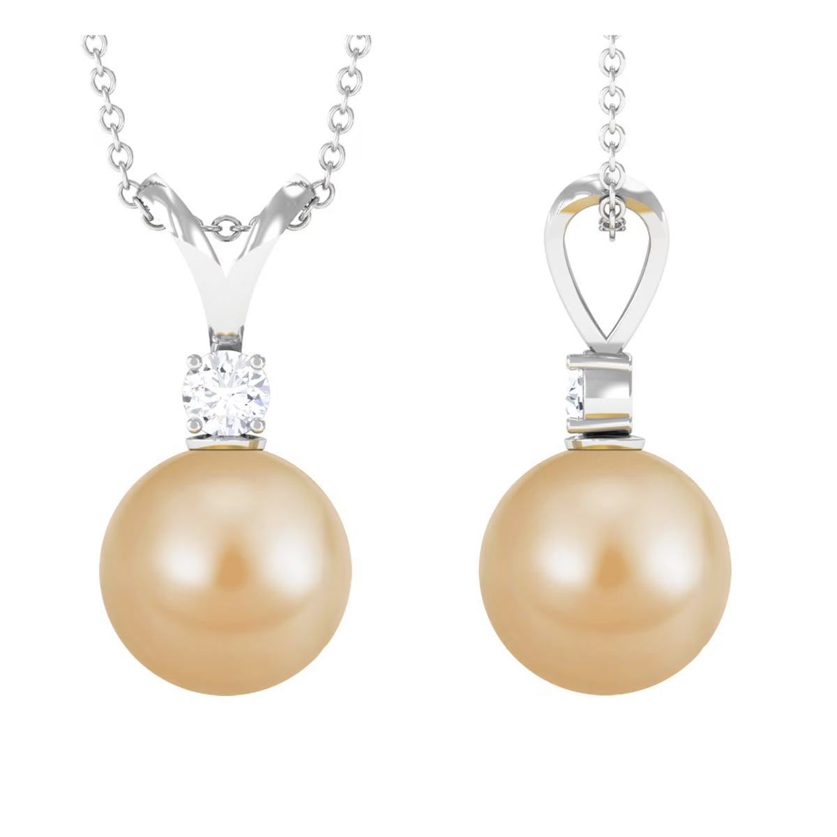 South Sea Pearl Pendant Necklace with Moissanite, 925 Sterling Silver J872208