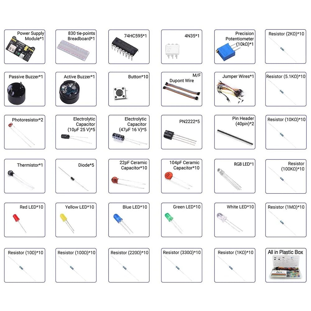 Electronic Components Kit with Precision Resistor K6118